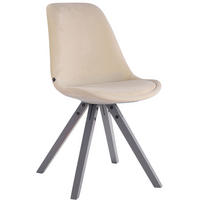 STUHL Samt creme - Creme/Grau, Holz/Textil (48/84/56cm) - CLP