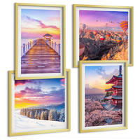 BILDER SET 4er Set - 50x50 cm & 40x60 cm Goldrahmen - Romantische Himmelslandschaften - Goldfarben, Kunststoff (50/50cm) - TULUP