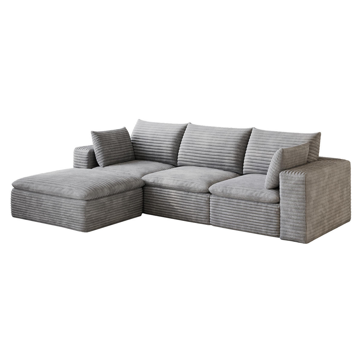 ECKSOFA aus Stoff 260 cm Grau ohne Montage mit abnehmbarer Polsterung und Schaumstoffkern - Grau, Textil (260/160cm) - Modfu