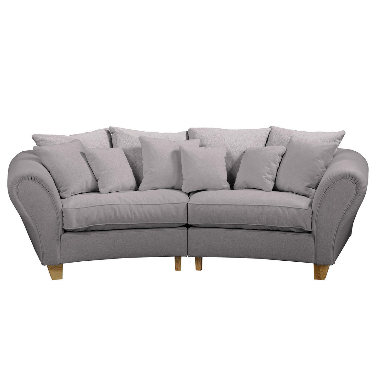 BIGSOFA - Webstoff - Hellgrau/Braun, Holz/Textil (227/95/108cm) - home24