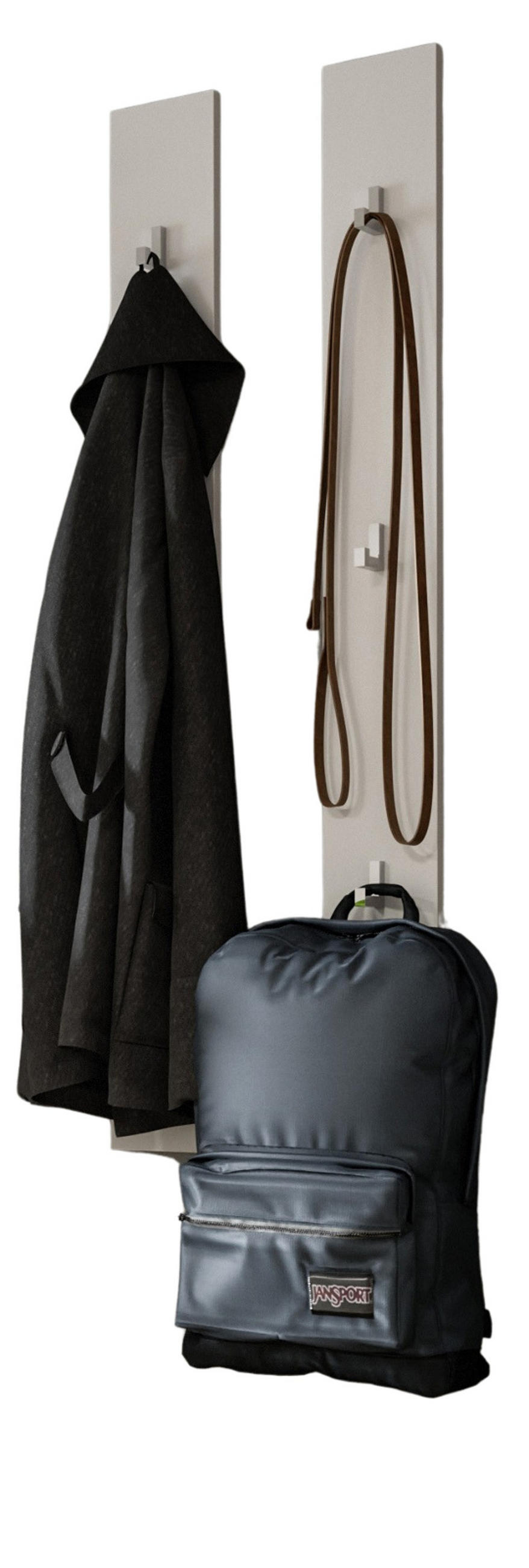 GARDEROBENPANEEL Set 2-teilig weiß 115 cm, Flurgarderobe mit Haken - Weiß, Holzwerkstoff/Metall (13/115/3cm) - Inn.Furn