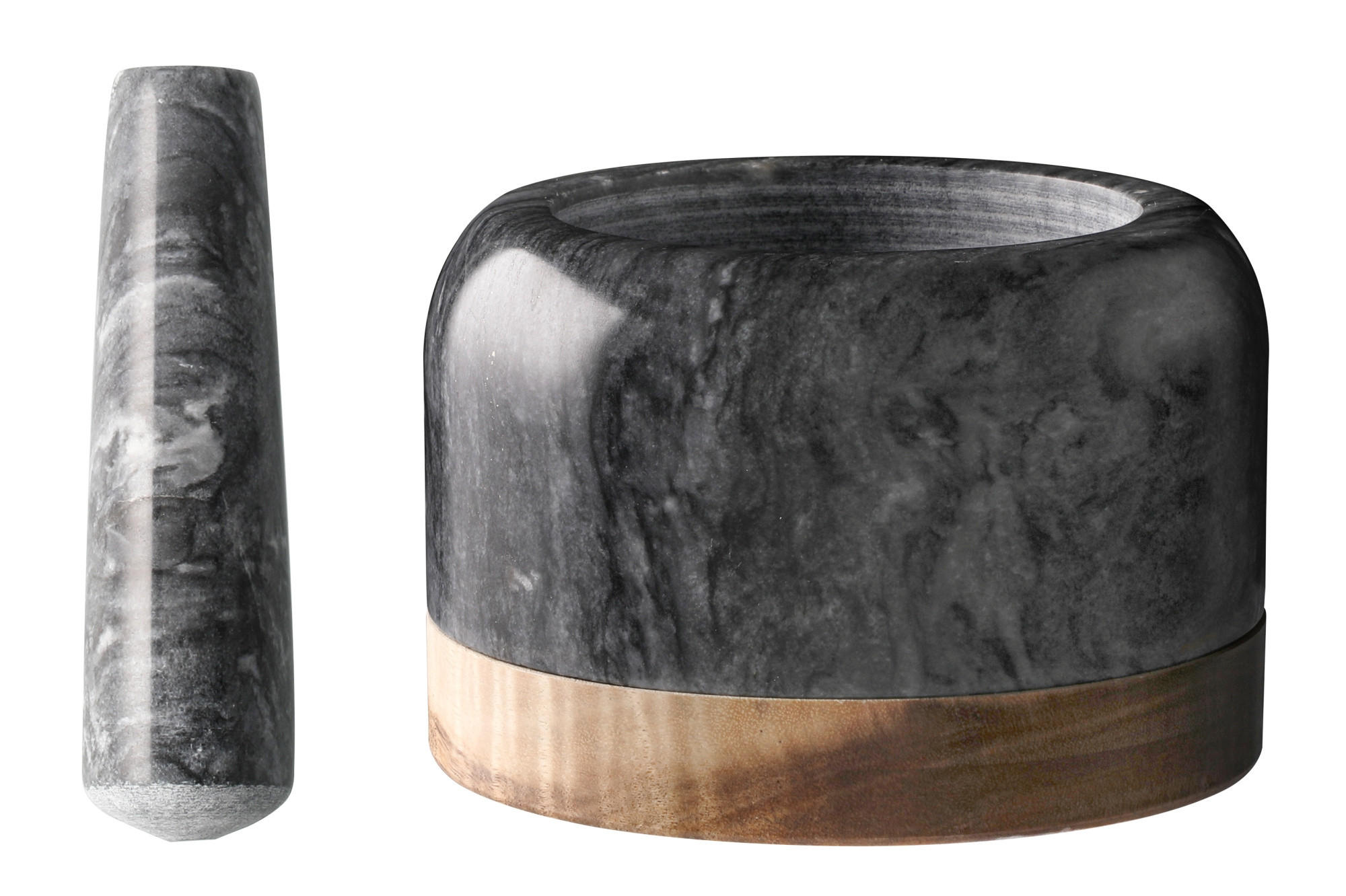 MÖRSER Akazienbasis Ø 14 cm - Schwarz, Stein (14/9.5/14cm)