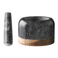MÖRSER Akazienbasis Ø 14 cm - Schwarz, Stein (14/9.5/14cm)