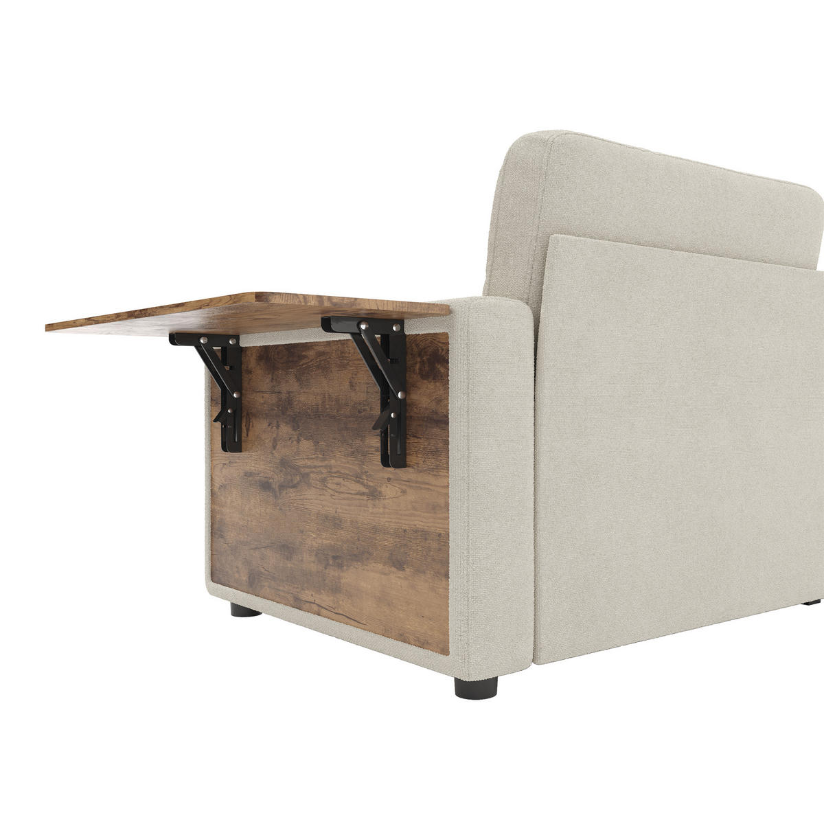 2-SITZER-SOFA mit Laptop-Tisch und Stauraum, DE-42611, Beige - Beige, Metall (178/57.5/71cm) - ComfortXL