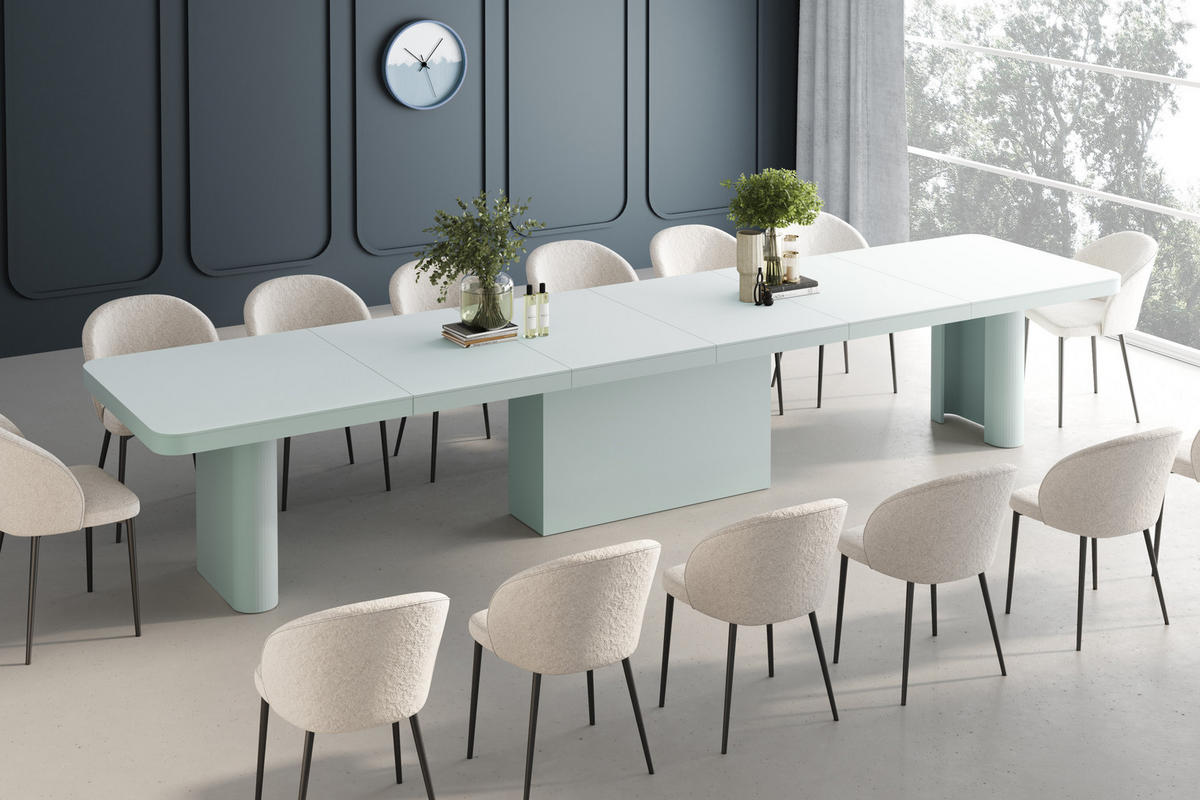 ESSTISCH rechteckig ausziehbar XXL Mintgrün matt 160/100/75 cm - Mintgrün, Holzwerkstoff (100/160/75cm) - designimpex