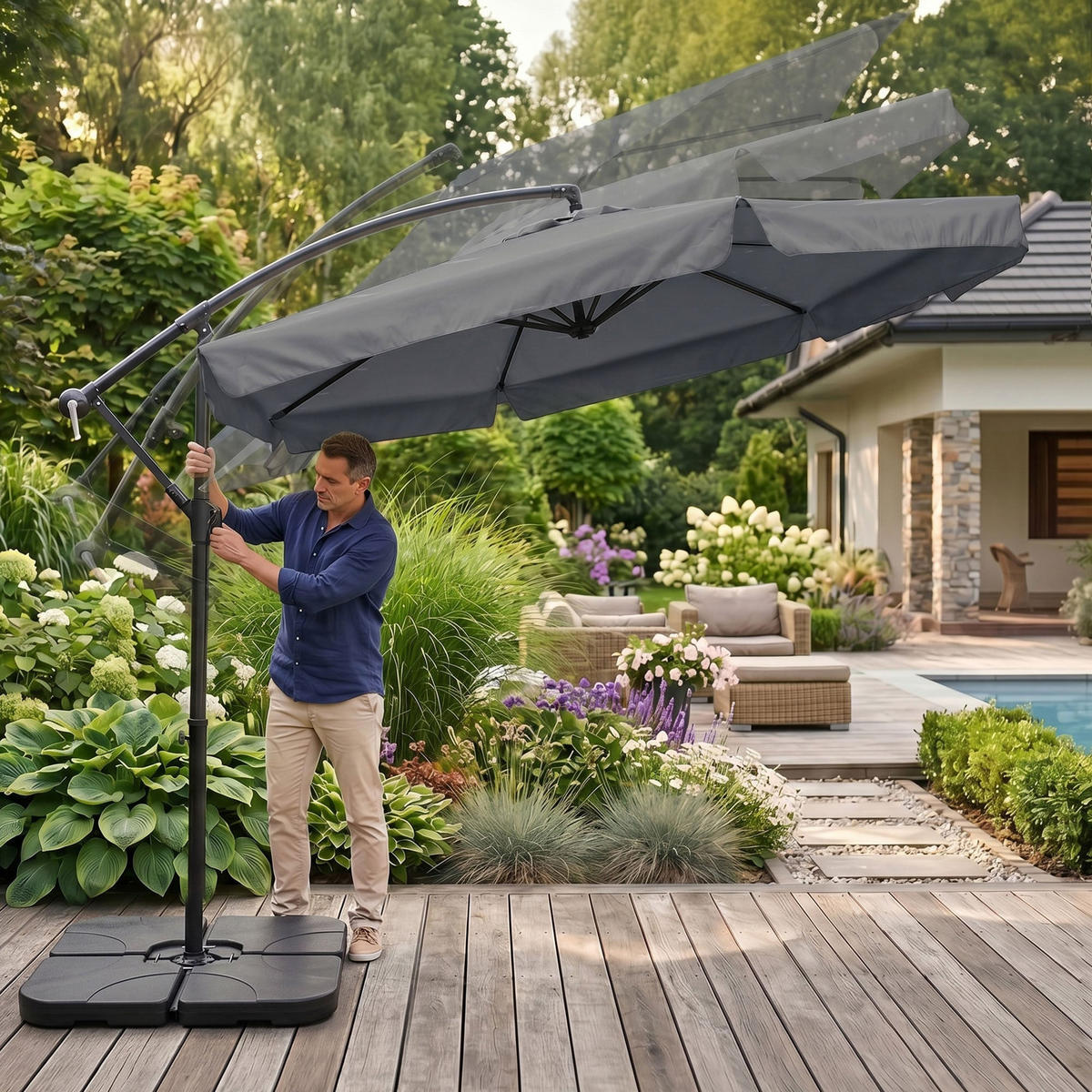 SONNENSCHRIM Grau 245/300 cm - Schwarz/Grau, Metall (300/300cm) - Akord