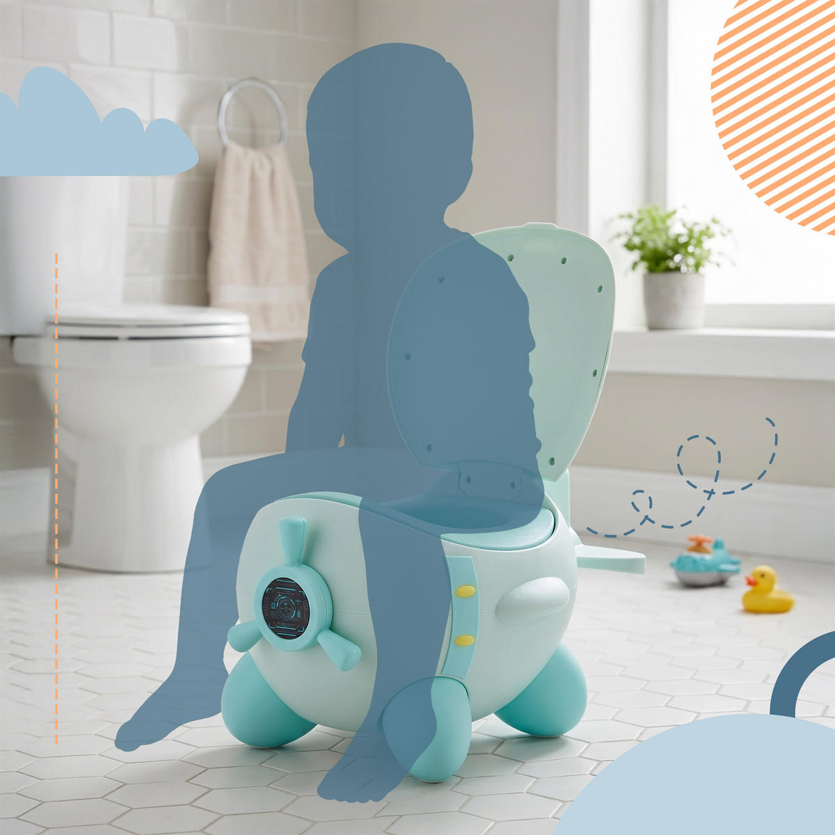 NOČNÍK mätový dizajn lietadlo s vekom - svetlomodrá, plast (31/40cm) - Relaxdays