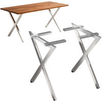 TISCHEBEINE Edelstahl 72 x 68 cm Tischgestell Höhenverstellbar 96678 Tischfüße Möbelfüße - Edelstahlfarben, Metall (68/72/5cm) - DanDiBo