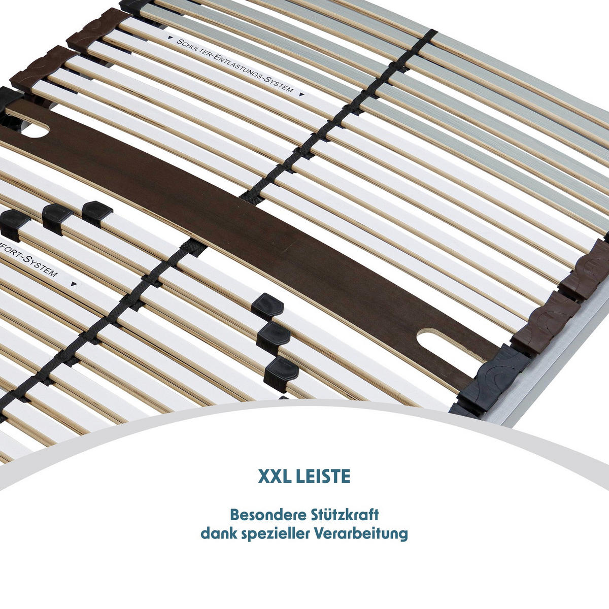 LATTENROST 90x200 cm Traglast 200 kg fertig montiert 40 Latten Härteverstellung Birkenschichtholz 7-Zonen Mittelgurt - Braun, Holz (90/200cm) - Sleepneo