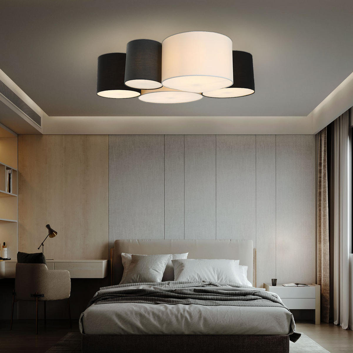 DECKENLEUCHTE Metall Textil Schwarz - Schwarz, Metall (90/76/26cm) - Globo Lighting