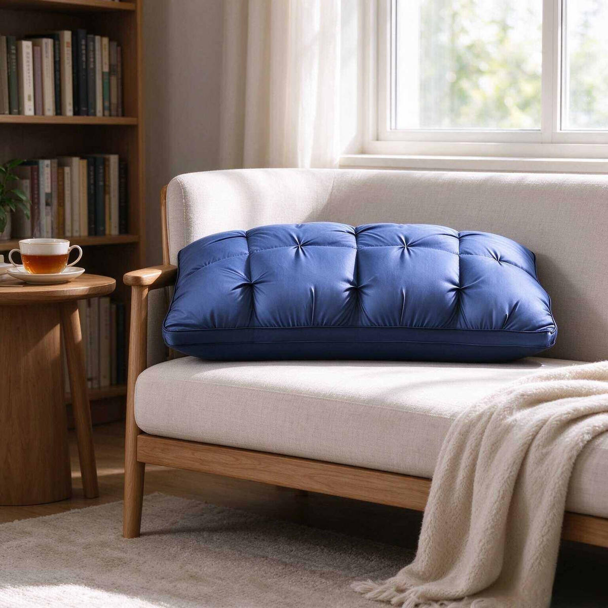 KISSEN – Hohes Kissen – 48 x 74 cm – Dunkelblau - Dunkelblau, Textil (74/48cm)