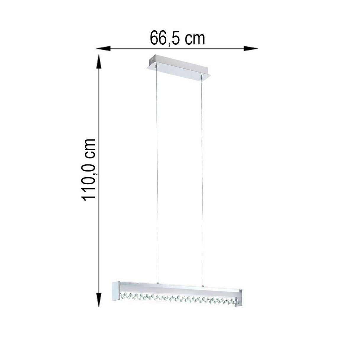 LED HÄNGELEUCHTE Stahl Kristalloptik Silber FILANA - Silberfarben, Glas (66/6.5/110cm)