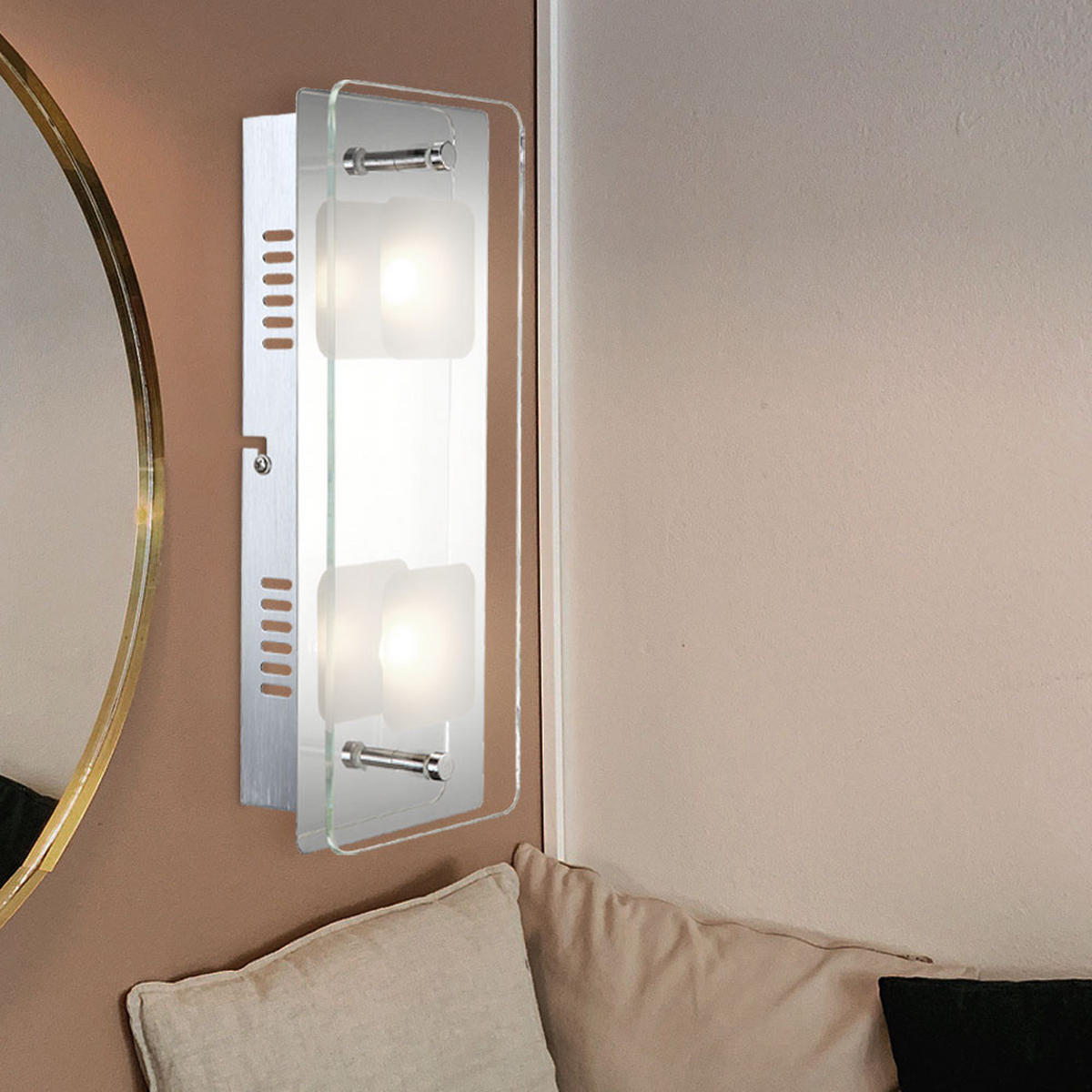 LED WANDLEUCHTE Metall Chrom Silber - Silberfarben, Glas (12/6.2/28cm) - Globo Lighting