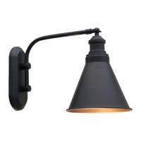 WANDLEUCHTE Innen Vintage 18/23 cm - Goldfarben/Schwarz, Metall (18/23cm) - Bamyum