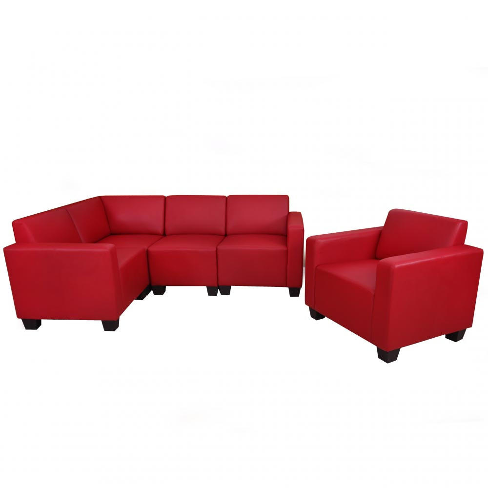 COUCH-GARNITUR Rot - Rot, Textil (214/76/142cm) - MCW