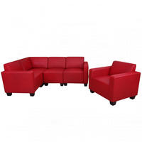 COUCH-GARNITUR Rot - Rot, Textil (214/76/142cm) - MCW