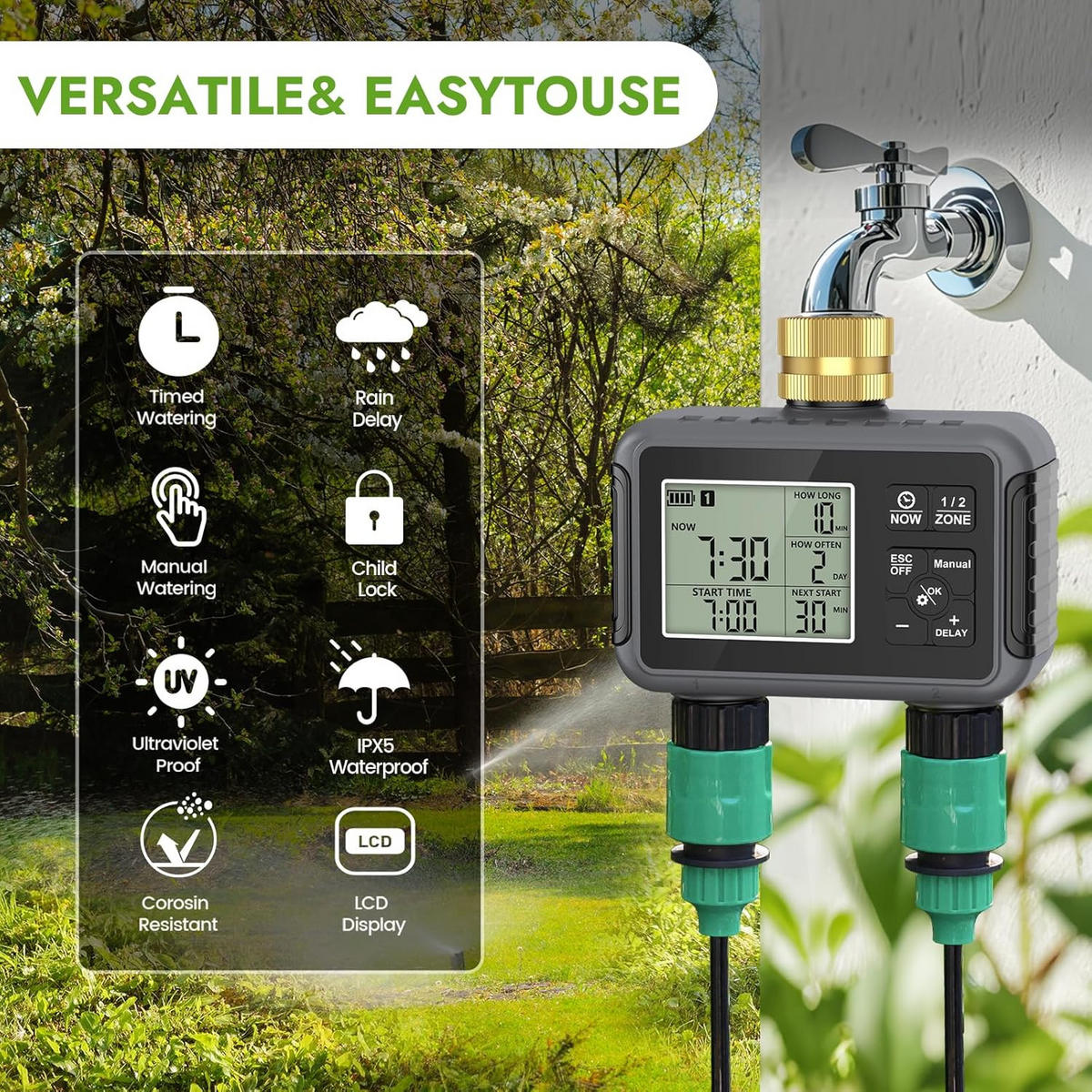 BEWÄSSERUNGSREGLER Außen-Wasserhahn-Timer mit Regenverzögerung - Grau, Kunststoff (12/5/12cm) - Weltevree