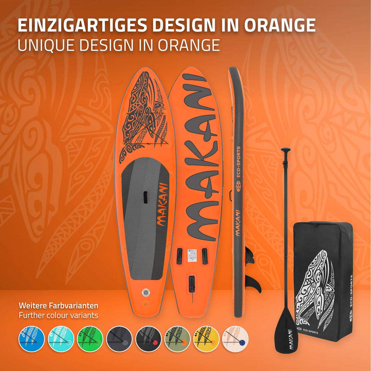 STAND UP PADDLE BOARD Makani Orange - Orange, Kunststoff (320/80/15cm) - ECD-Germany