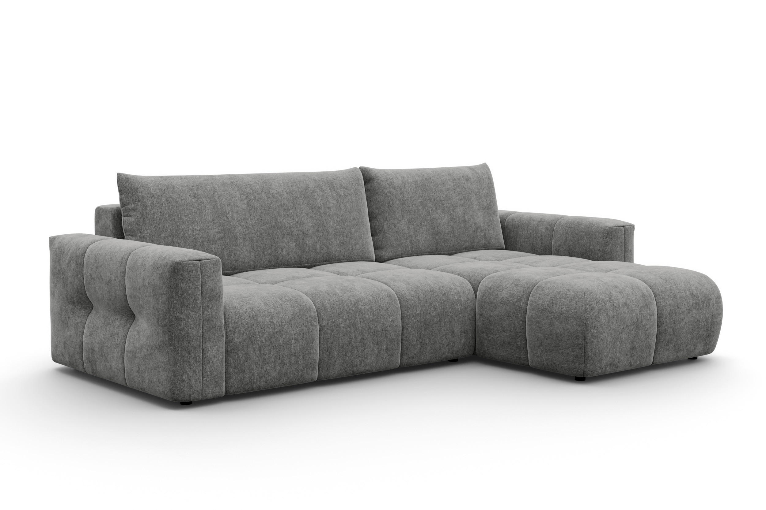 ECKSOFA VERONA 4-Sitzer rechts, Grau - Schwarz/Grau, Holz/Textil (266/173cm) - Courtois Laville