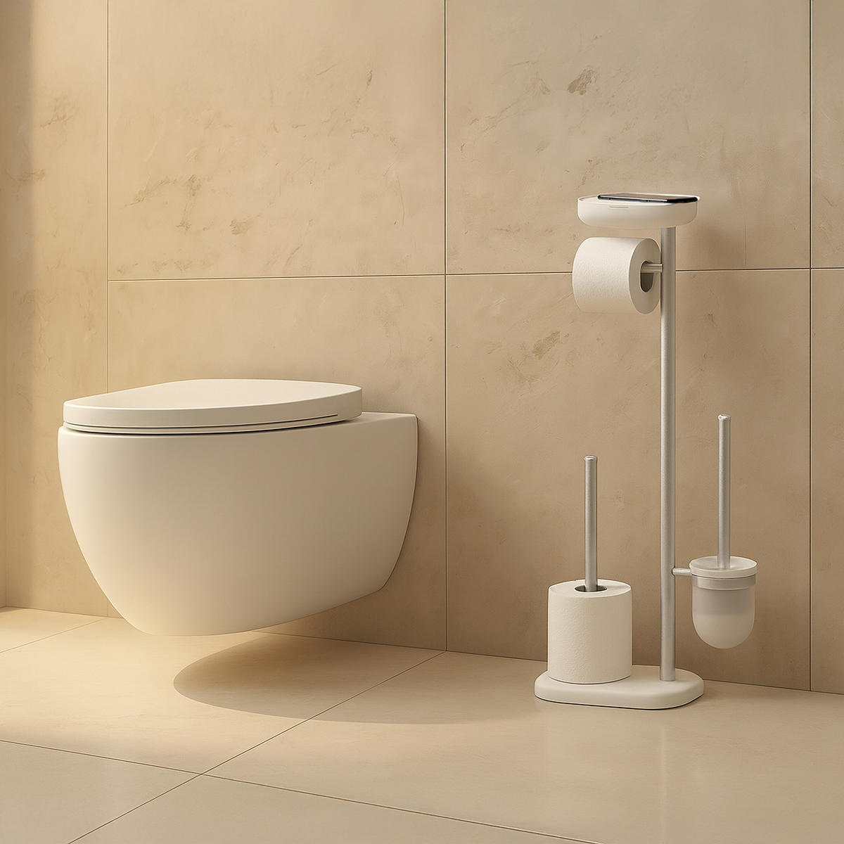 WC-GARNITUR - Multicolor, Kunststoff/Metall (31/69/16cm) - Relaxdays