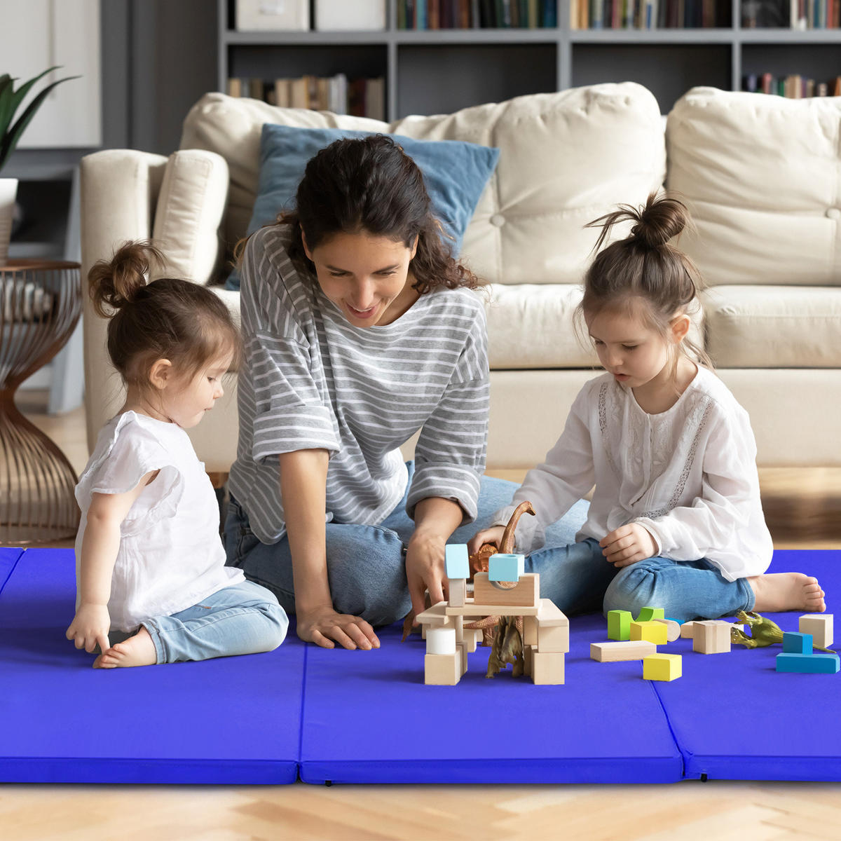 SPORTMATTE Navy - Dunkelblau, Leder (120/240cm) - COSTWAY