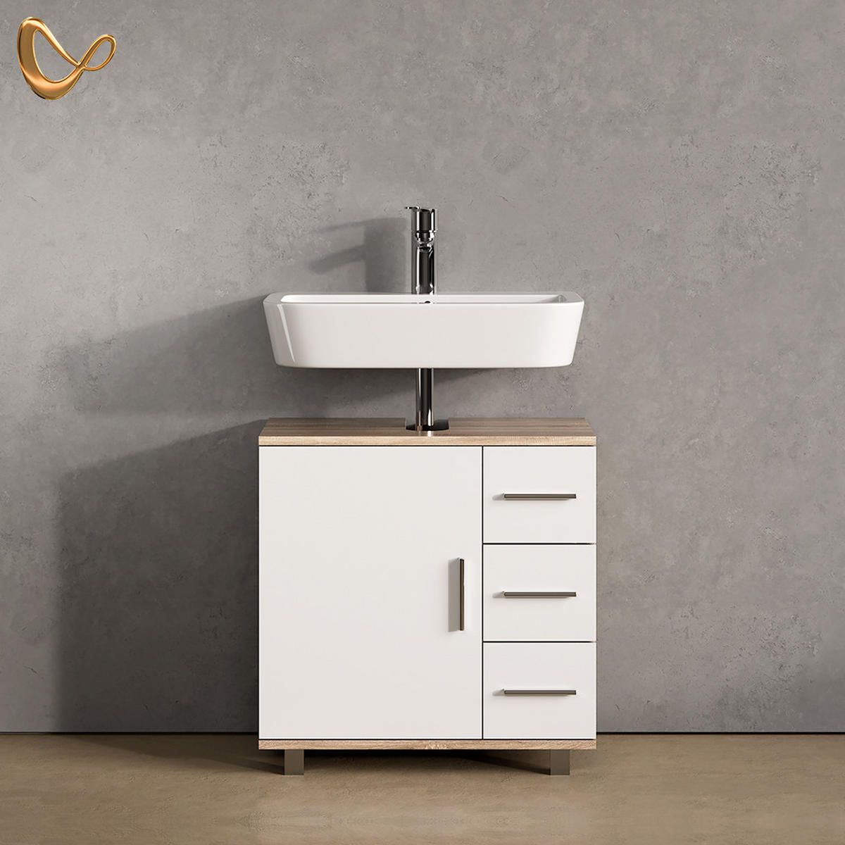 WASCHBECKENUNTERSCHRANK Eisak Sonoma 60 x 60 cm - Sonoma Eiche, Holzwerkstoff (60/60/33cm) - Livinity®