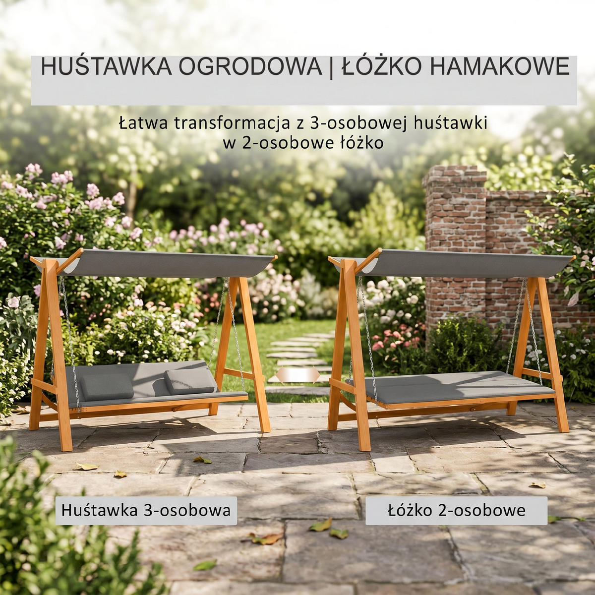 HOLLYWOODSCHAUKEL Grau 225.5/130.0/180.0cm - Grau, Holz (130/180/225.5cm)