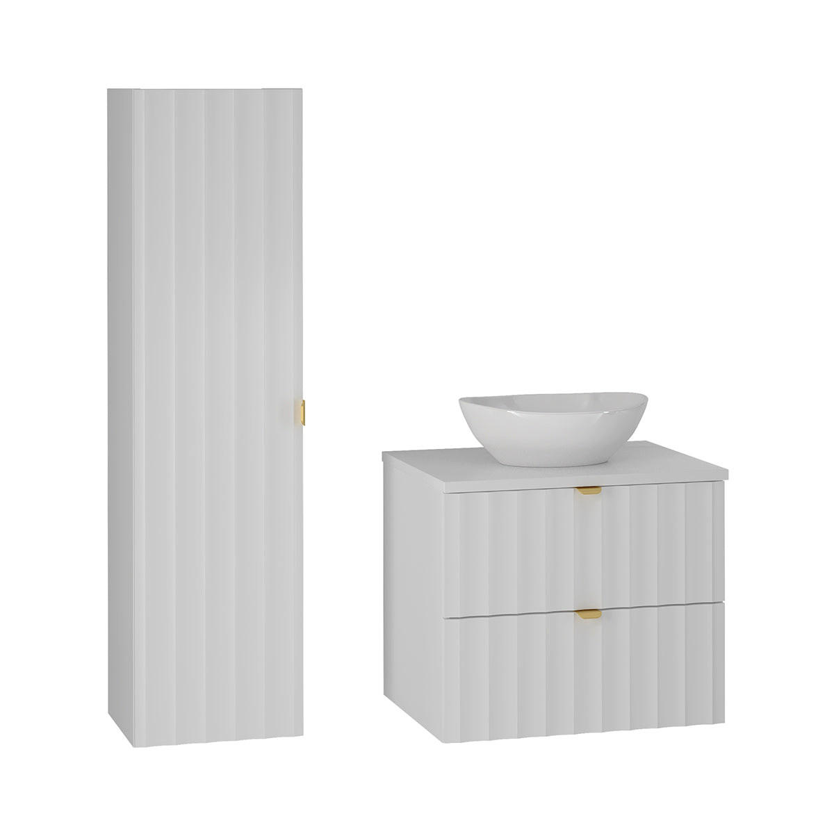 BADMÖBEL 60.6cm Lexa 2er-Set Weiß - Weiß, Holzwerkstoff (60.6/52.2/46.5cm) - Petits-meubles
