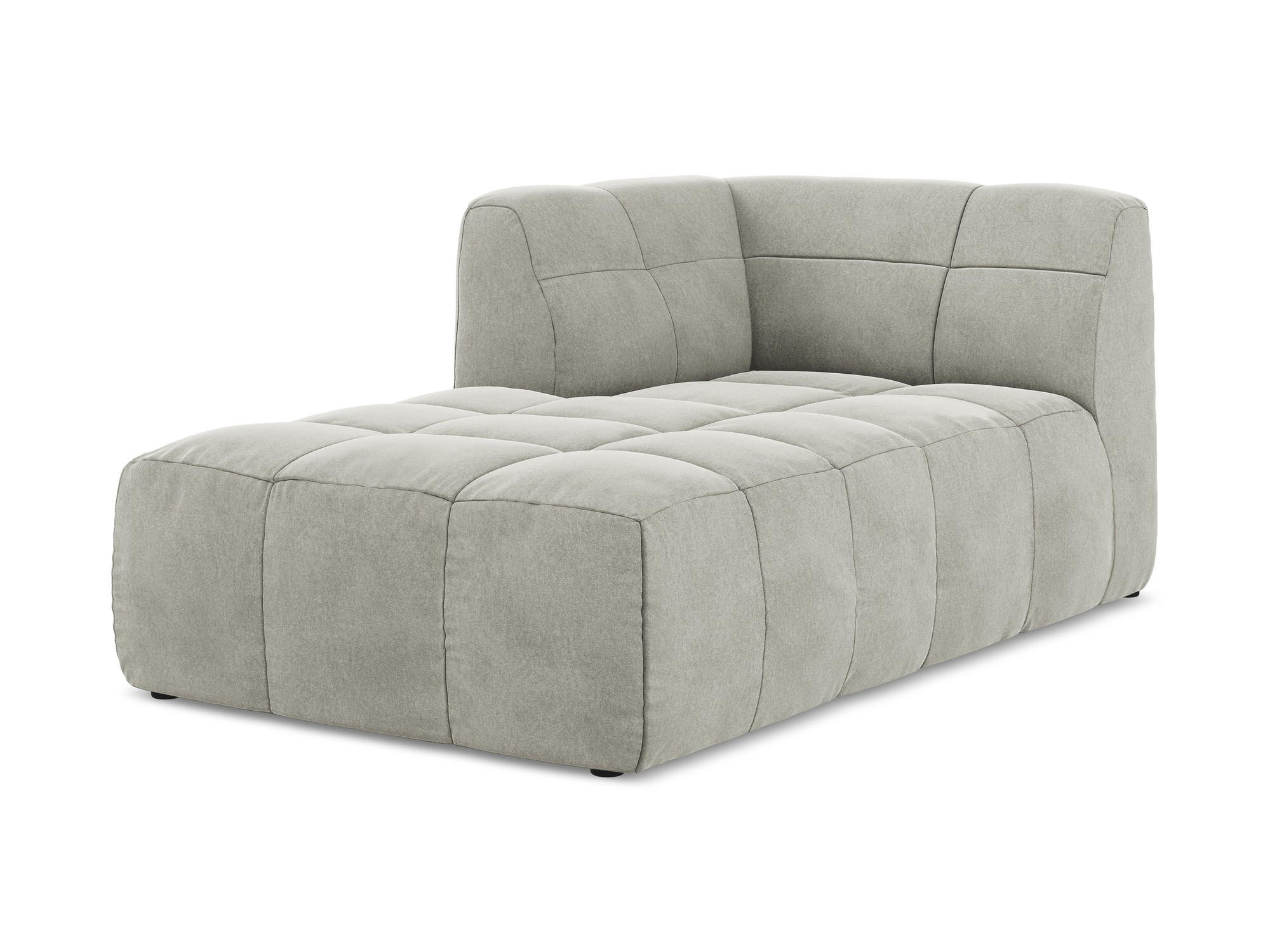 SOFAELEMENT Links Samt Stoff Grau - Hellgrau/Schwarz, Holzwerkstoff/Kunststoff (101/77/175cm) - Makamii
