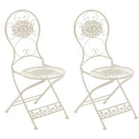 GARTENKLAPPSTUHL 2er Set Metall antik-creme - Creme, Metall (43/91.5/50cm) - CLP