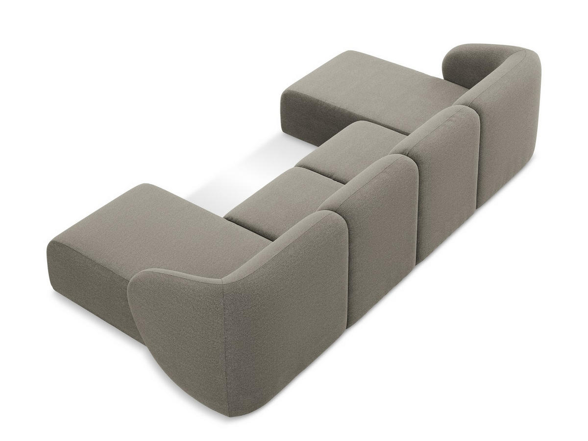 ECKSOFA Rechts Chenille Stoff Orange - Terracotta/Schwarz, Holzwerkstoff/Kunststoff (248/166cm) - Makamii