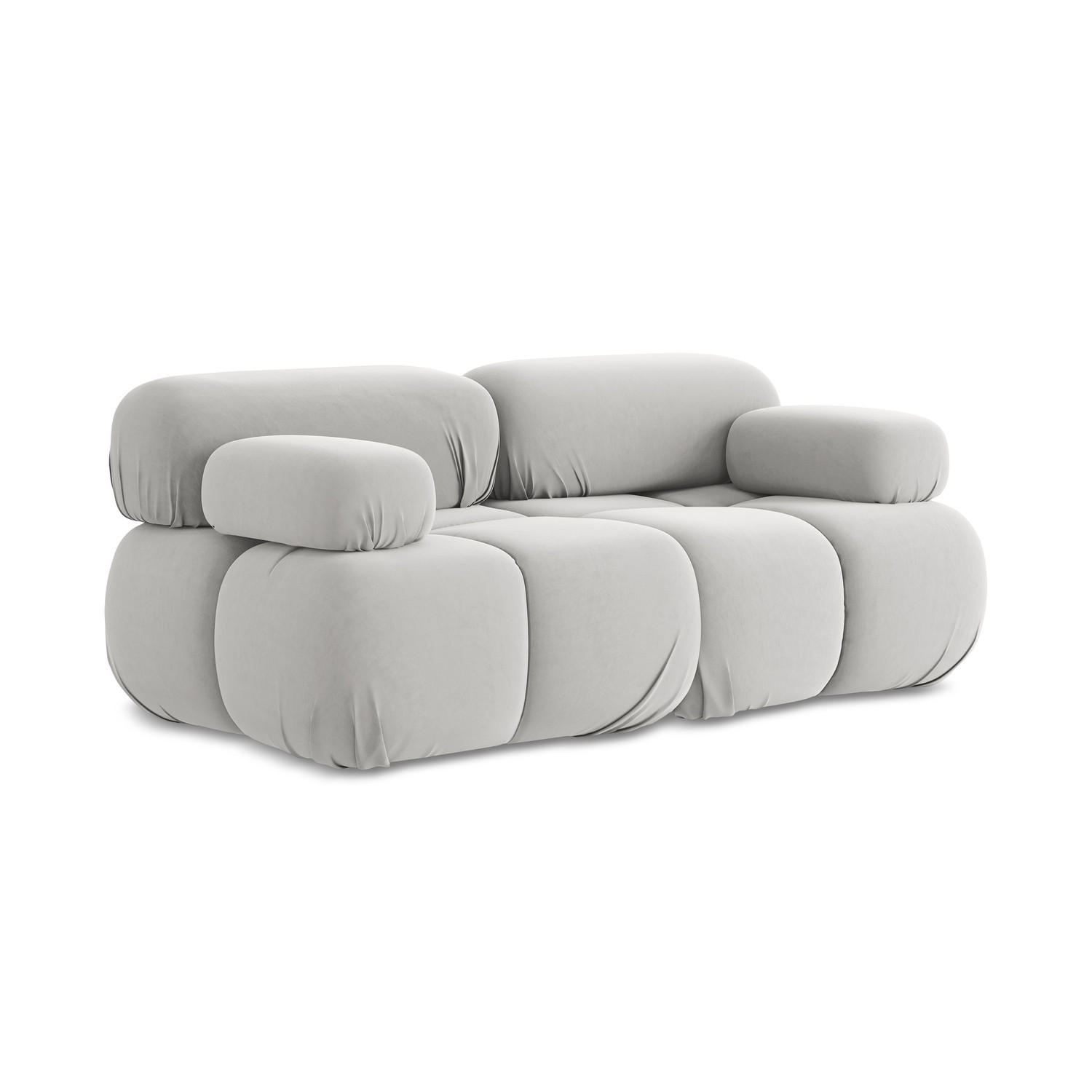 2-SITZER-SOFA Samt Stoff Grau - Silberfarben/Schwarz, Kunststoff/Textil (190/70/96cm) - LaMiaSofa
