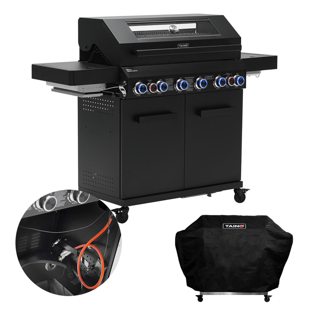 GASGRILL PLATINUM YAMARA DARK 6+2 Set - Schwarz, Metall (159/117/55cm) - TAINO
