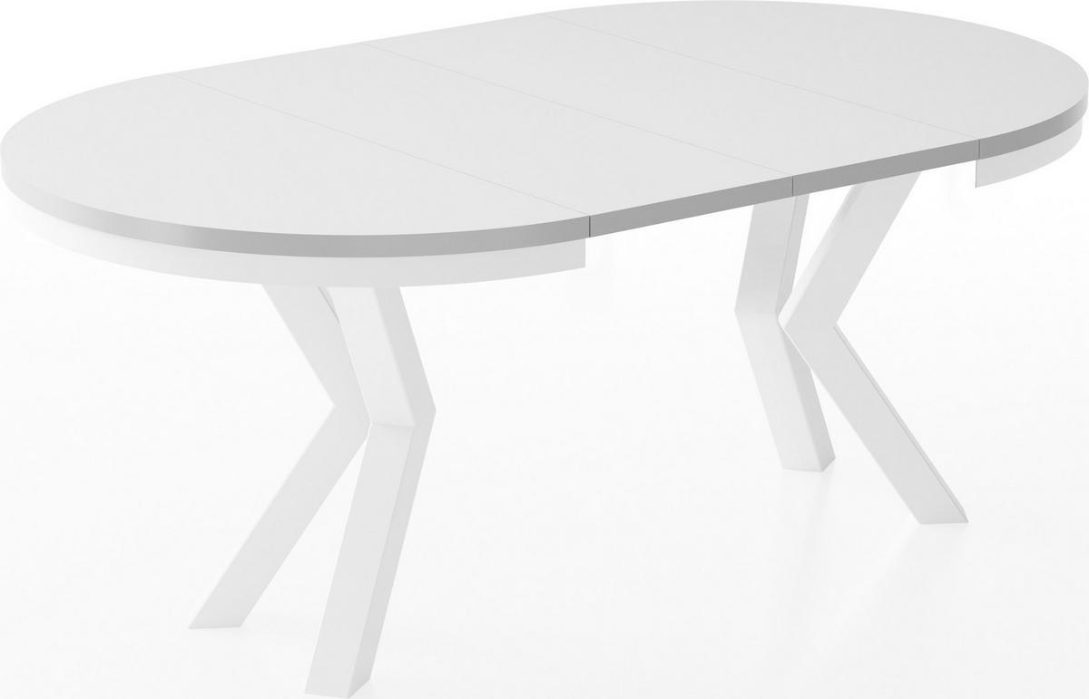 ESSTISCH Clara Weiß runder ausziehbarer, Weiß 100-180/100/76 cm - Weiß, Holzwerkstoff/Metall (100/100/76cm) - WFL GROUP