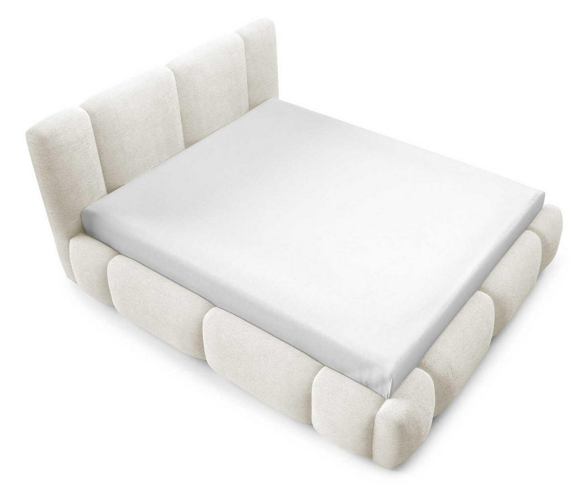 DOPPELBETT 140x200 Avelin mit Bettkasten, LED, Bouclé, Creme - Creme, Holz/Metall (140/200cm) - Emporius
