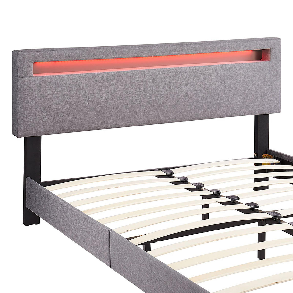 POLSTERBETT MIT LED LEXINGTON 140X200 CM - Grau, Textil (140/200cm) - CARO-Möbel