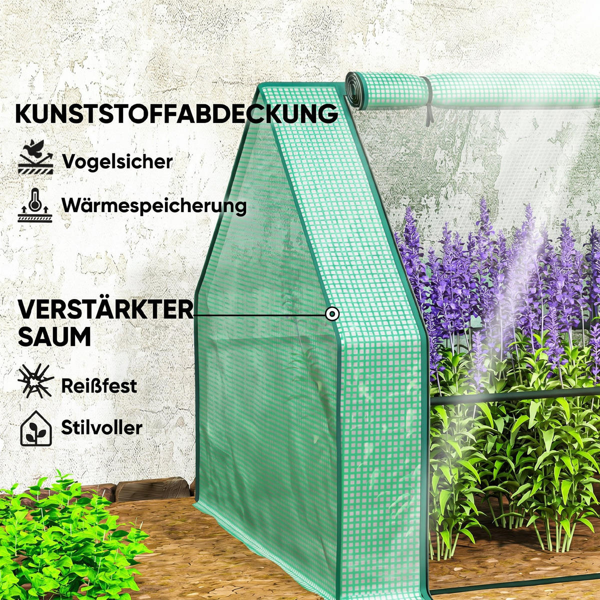 GEWÄCHSHAUS PE Stahl Grün - Grün, Metall (90/90/360cm) - Outsunny
