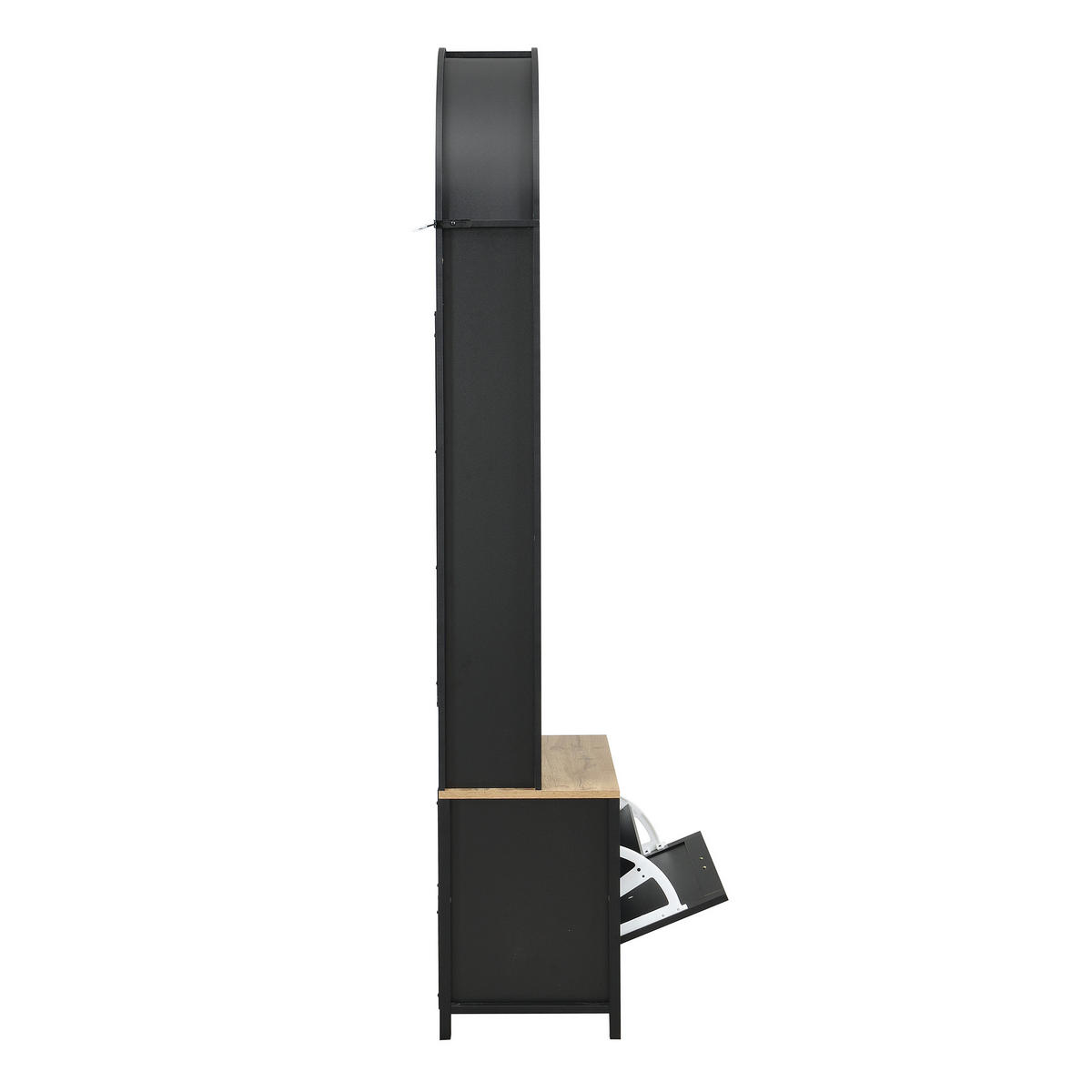 GARDEROBENSCHRANK multifunktional Schuhregal Ablage Haken MDF modern - Schwarz, Holzwerkstoff (35/195/75cm) - FLIEKS