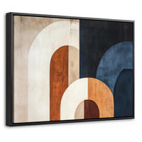 LEINWAND Bilder mit Rahmen - Abstrakt - Formen - Dunkelblau - 40x30 - Cognac, Textil (40/30cm) - MuchoWow