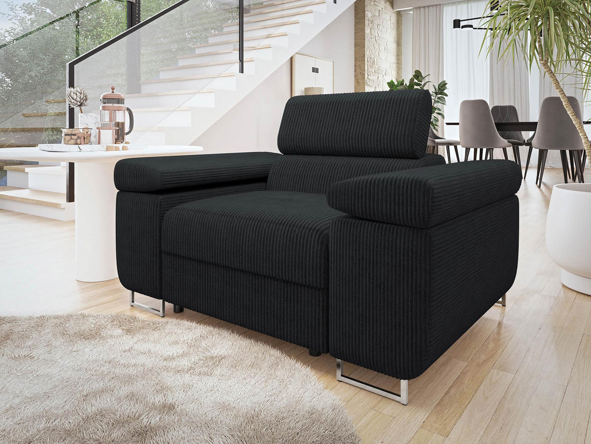 SESSEL Torezio Cord - Schwarz, Holz/Textil (134/90/102cm) - MIRJAN24