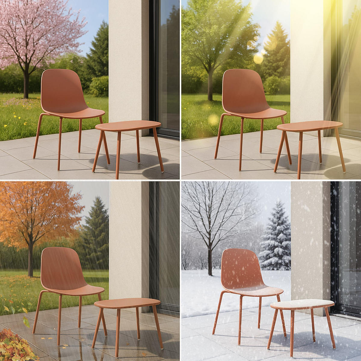 GARTENSITZGRUPPE Kunststoff Terracotta (3-teilig) - Terracotta, Kunststoff - CLP