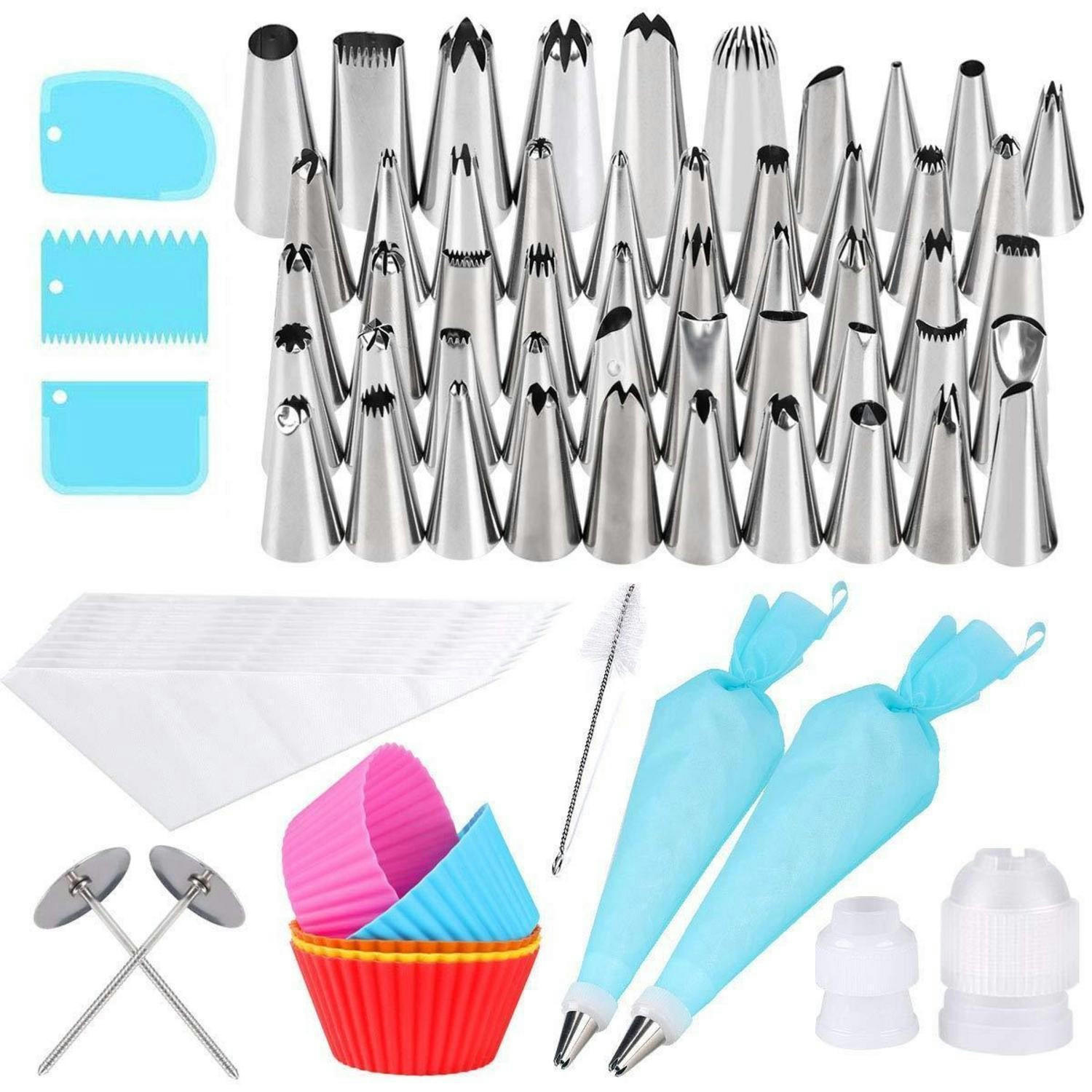 SPRITZTÜLLEN Set 75-teilig mit Silikonbeutel und Zubehör - Multicolor, Metall (7/1/11cm)