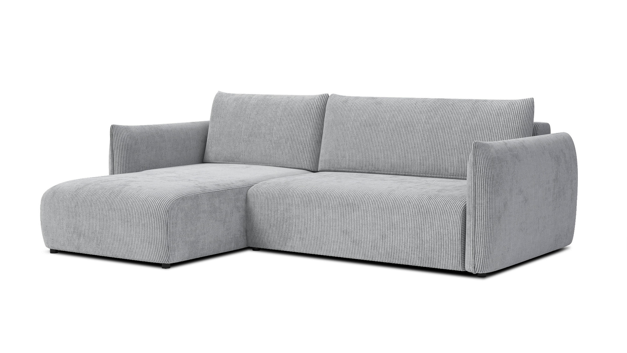 ECKSOFA TAUER 3-Sitzer rechts, hellgrau - Hellgrau/Schwarz, Holz/Textil (248/173cm) - Courtois Laville