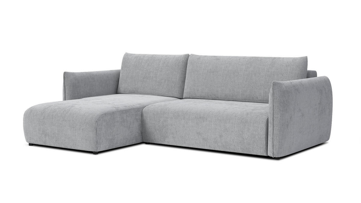 ECKSOFA TAUER 3-Sitzer rechts, hellgrau - Hellgrau/Schwarz, Holz/Textil (248/173cm) - Courtois Laville