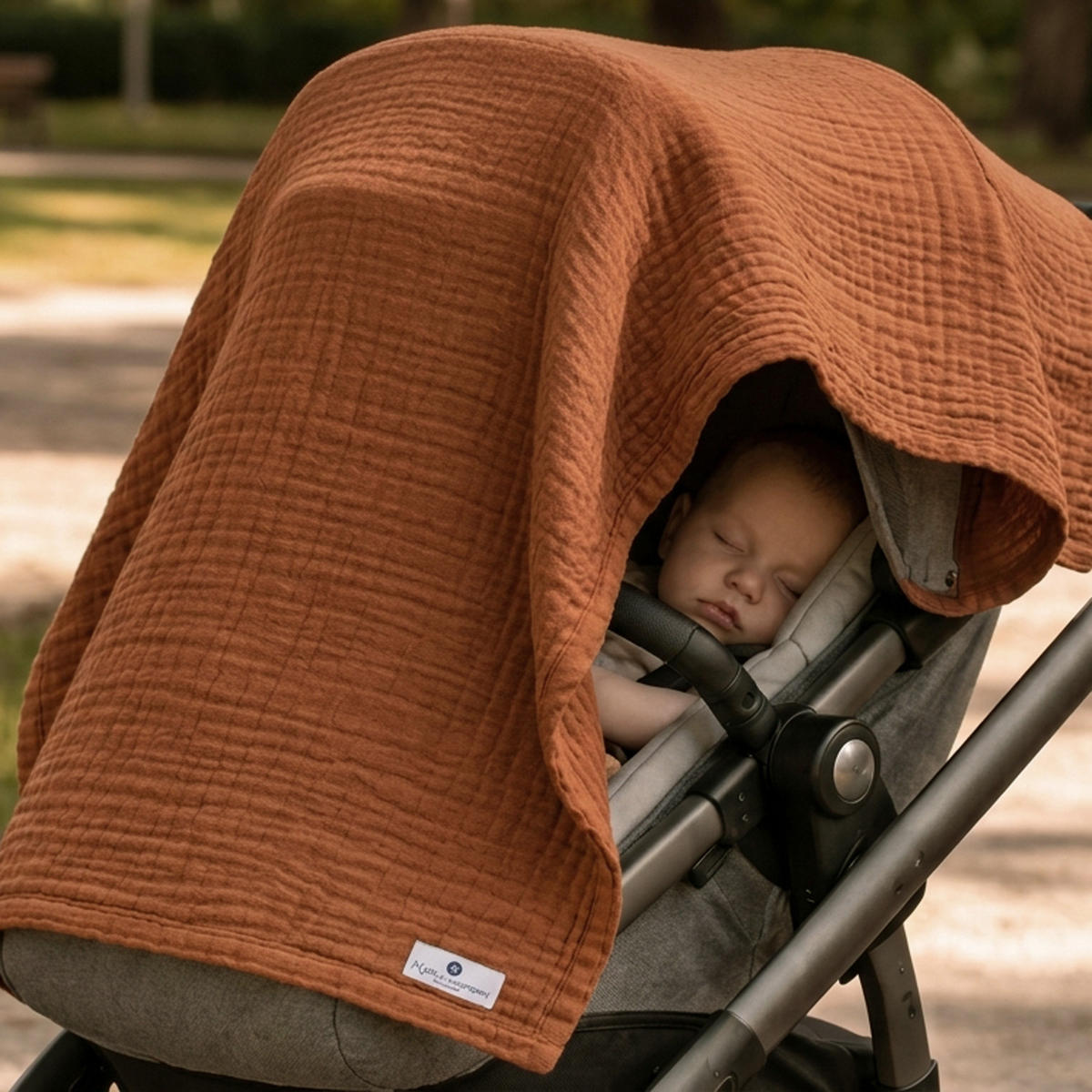MUSSELINDECKE Babydecke Stilltuch Einschlagdecke Säuglingsdecke Mulltuch ab Geburt - Braun, Textil (80/80cm) - nordic coast company