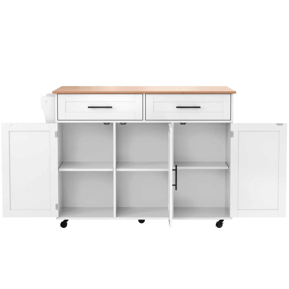 KÜCHENINSEL 129/91,5/71 cm Weiß/Natur aus MDF mit Klappplatte - Weiß, Holzwerkstoff (46/91.5/129cm) - OKMYHOME