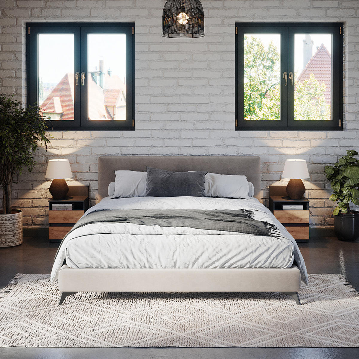 NACHTTISCH Monty Anthrazit/Goldkraft Eiche 2er Set - Honigeiche/Anthrazit, Holzwerkstoff (39.6/59.1/32.3cm) - Vicco