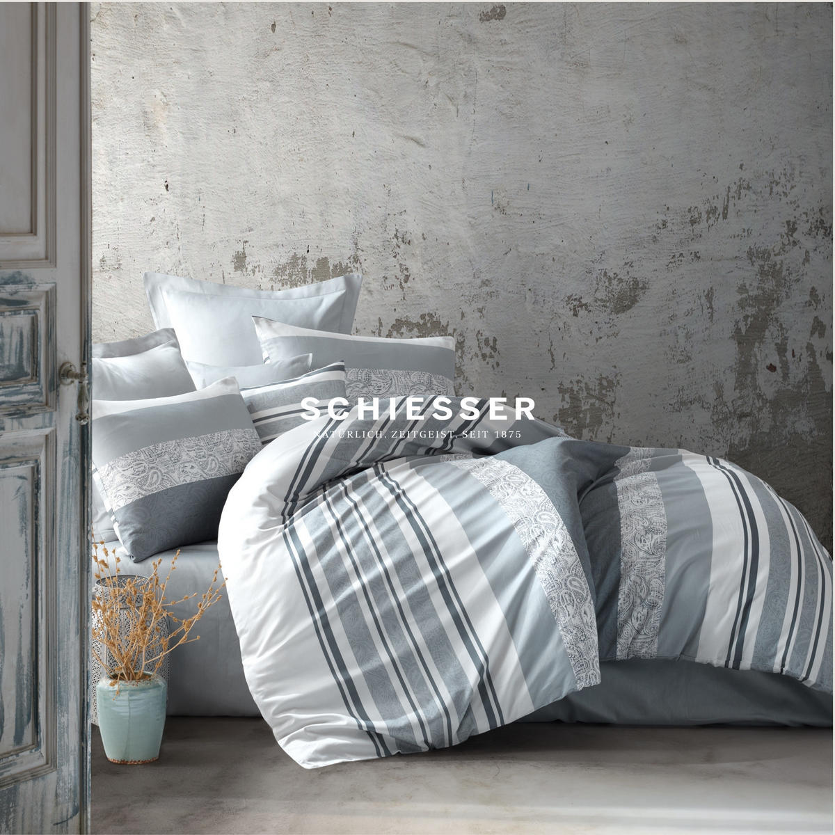 BETTWÄSCHESET Adele - Renforcé - 2-teilig - 155 x 220 cm - Grau - Grau, Textil (155/220cm) - SCHIESSER