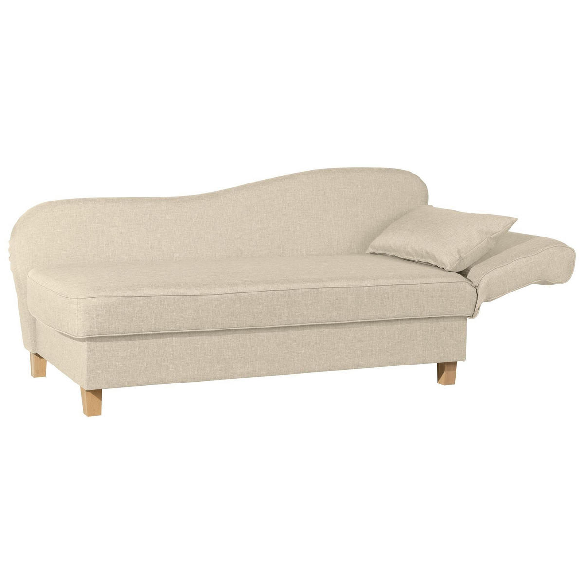 RECAMIERE mit Armteil rechts klappbar Katia Bezug Flachgewebe Buche natur / beige - Beige, Kunststoff (190/82/88cm) - 58aufmkessel