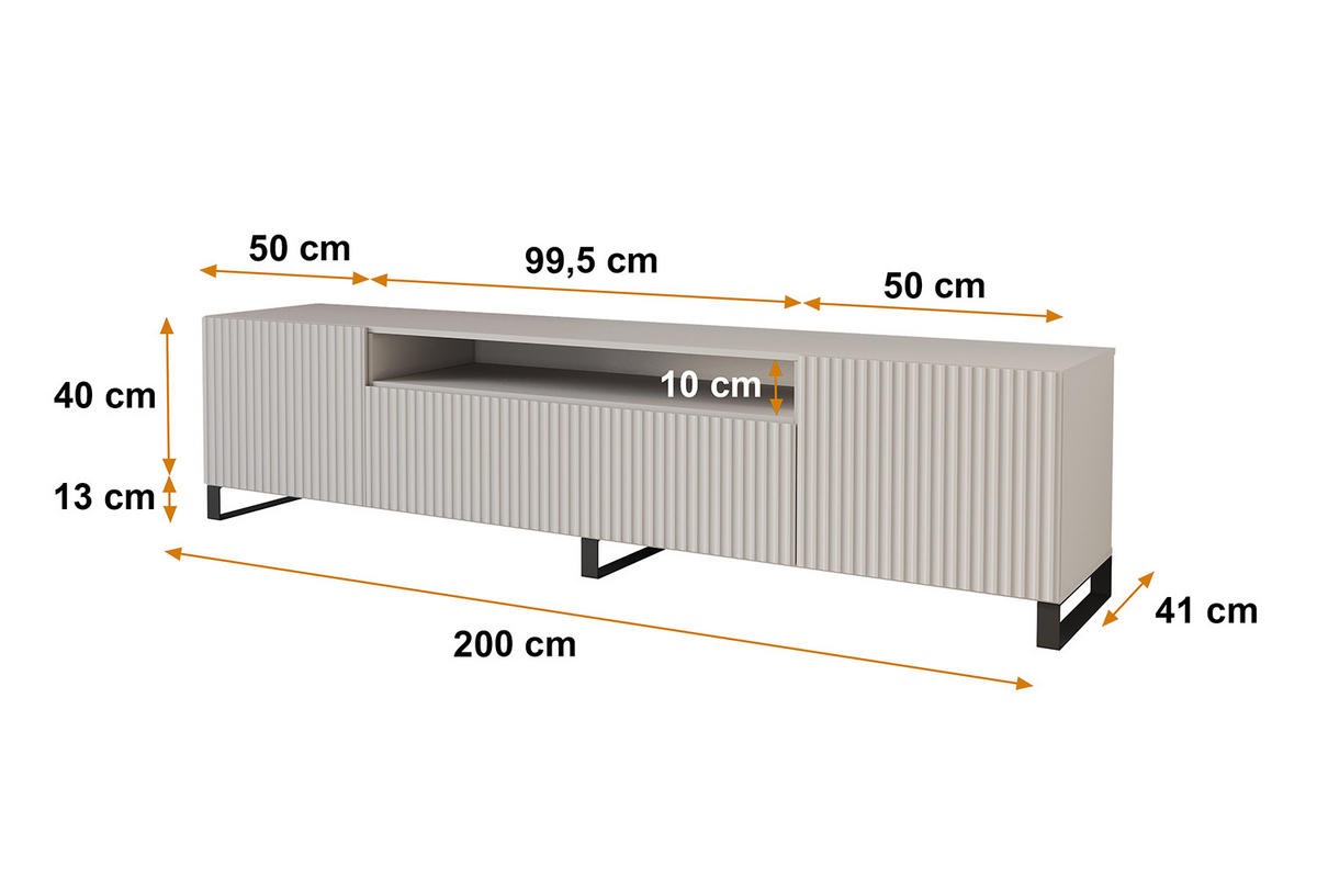 LOWBOARD NOA-2-S 200x53x41 cm - Kaschmir - Kaschmir/Schwarz, Holzwerkstoff (200/53/41cm) - ALTDECOR
